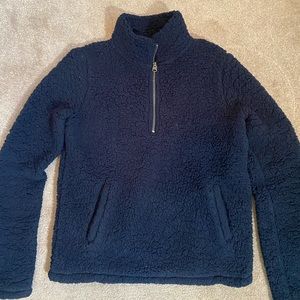 Fluffy navy quarter zip sweater